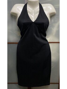 Carmen Marc Valvo Vintage Small Black Halter Pencil Dress Formal Prom Cocktail